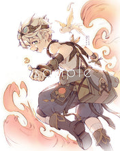 Load image into Gallery viewer, 6x7.5" Small Genshin Graphite Prints